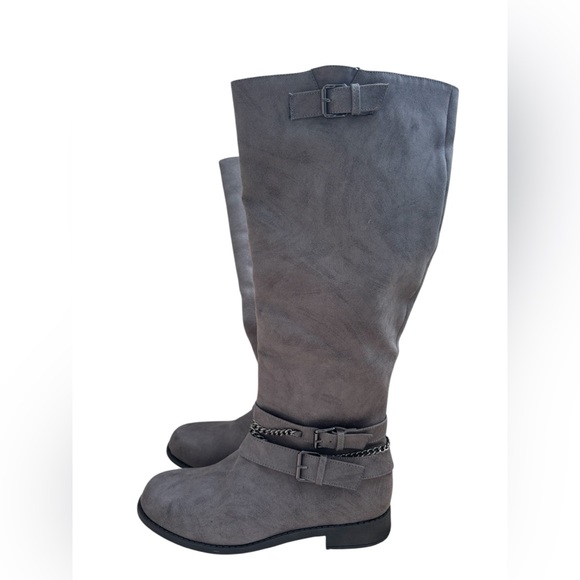 JustFab Over the Knee Gray Boots Size 9,5 Faux Suede - Picture 1 of 11